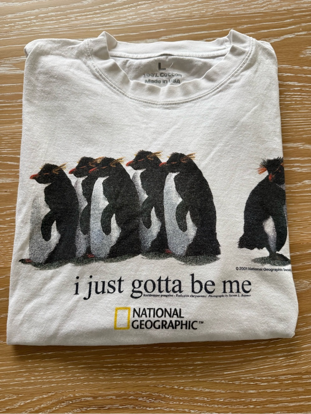 National Geographic White Tee with Penguin Lineup Graphic